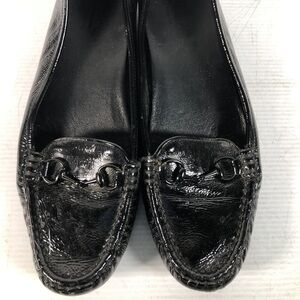 Gucci horse bit loafers/drivers in black leather and gunmetal hardware size 38.5